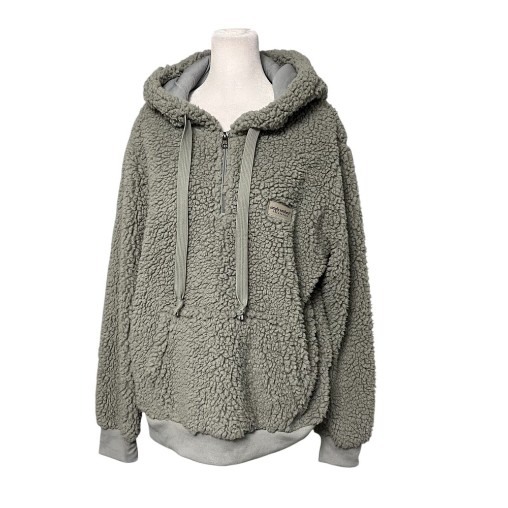 Simply Southern Gray 1/4 Zip Hooded Sherpa size XL - Picture 2 of 6